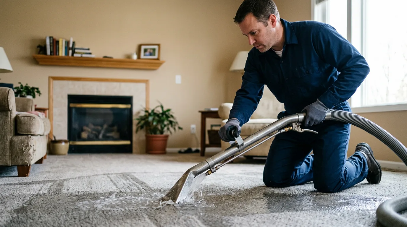 Water damage restoration technician working near Scottsville, VA